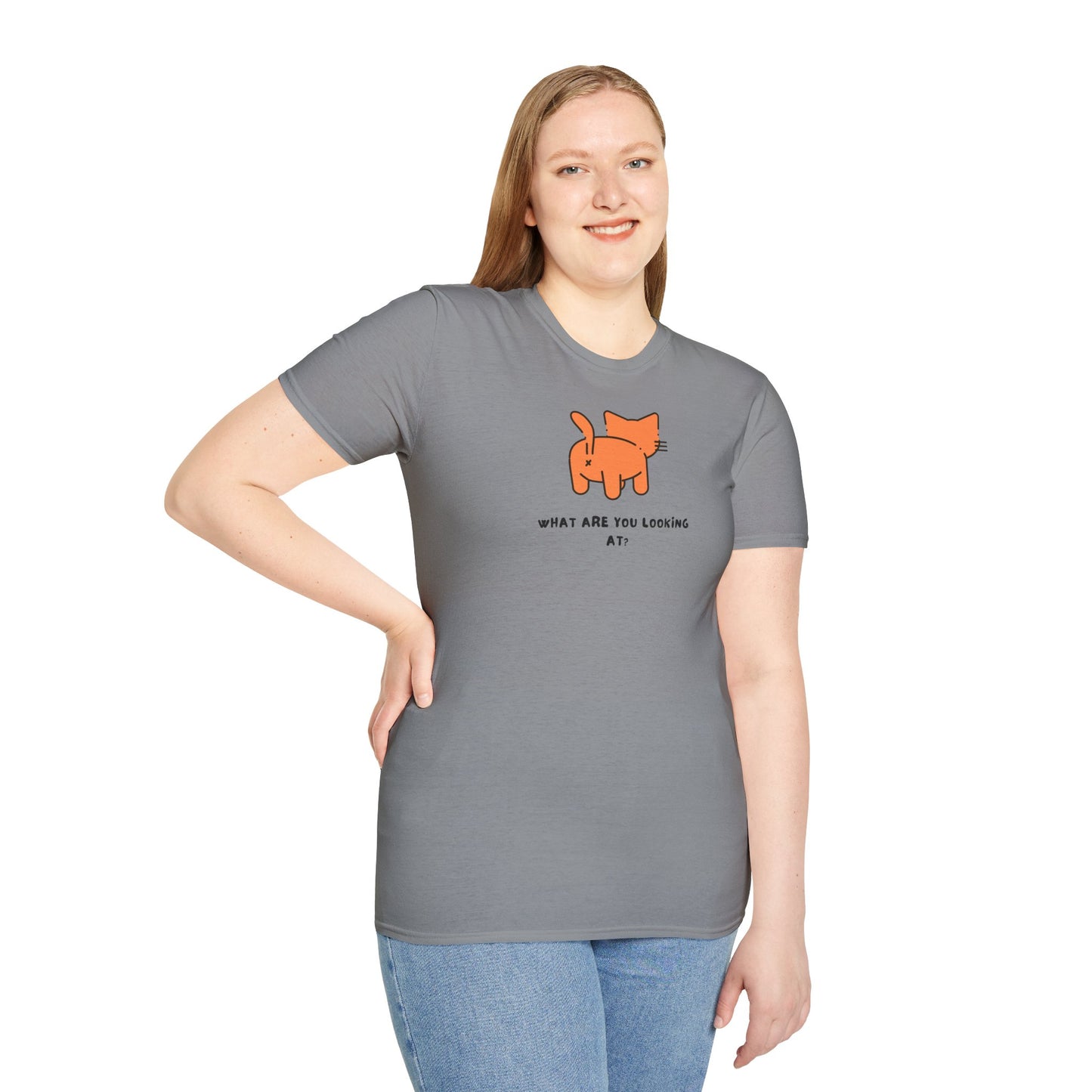 Funny Cat 'What Are You Looking At?' Softstyle T-Shirt