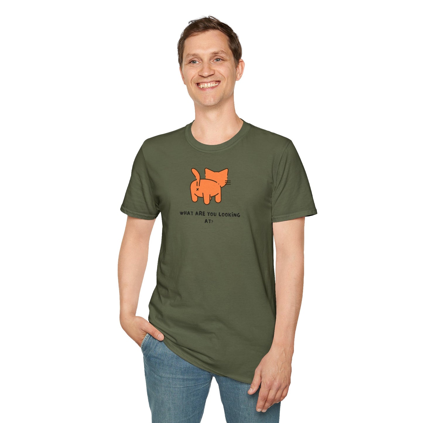 Funny Cat 'What Are You Looking At?' Softstyle T-Shirt