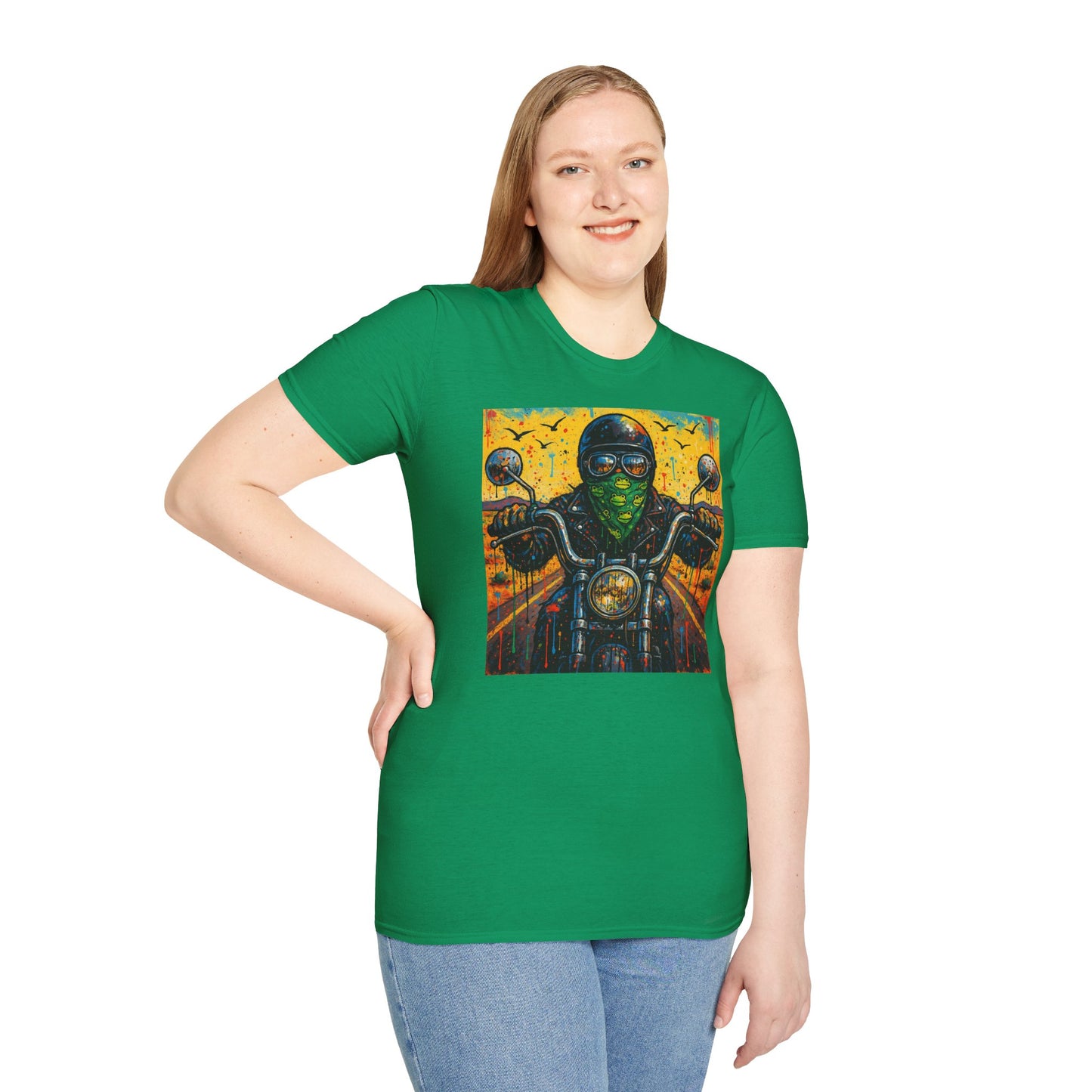 Biker Desert Road Spray-paint Softstyle T-Shirt