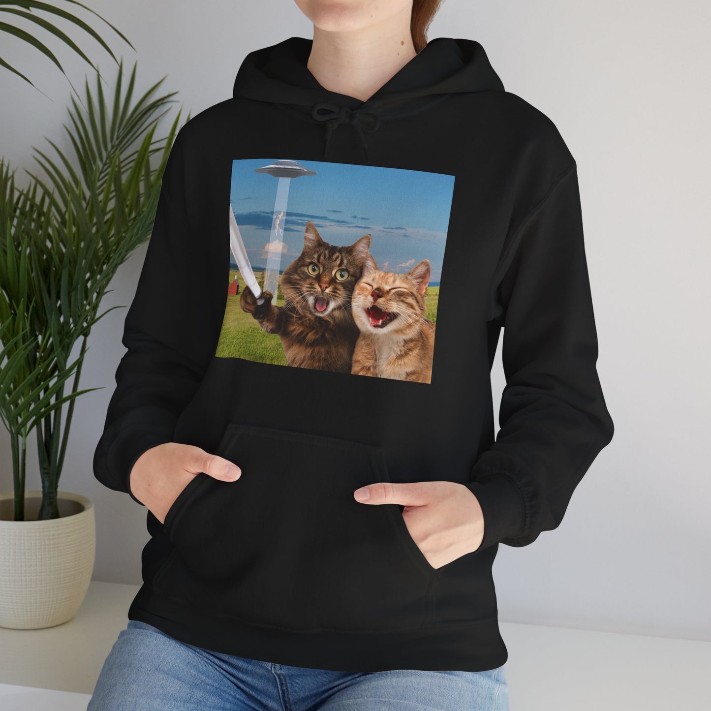 Cat UFO Selfie Heavy Hoodie