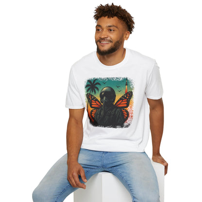 Vintage Jetfighter Summer Butterfly Softstyle T-Shirt