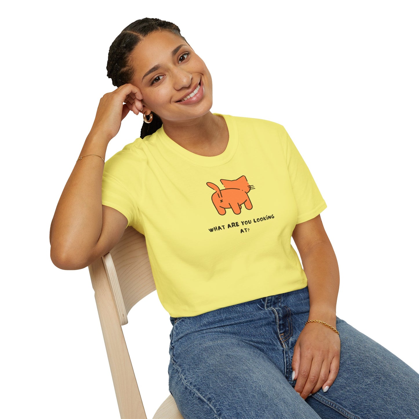 Funny Cat 'What Are You Looking At?' Softstyle T-Shirt