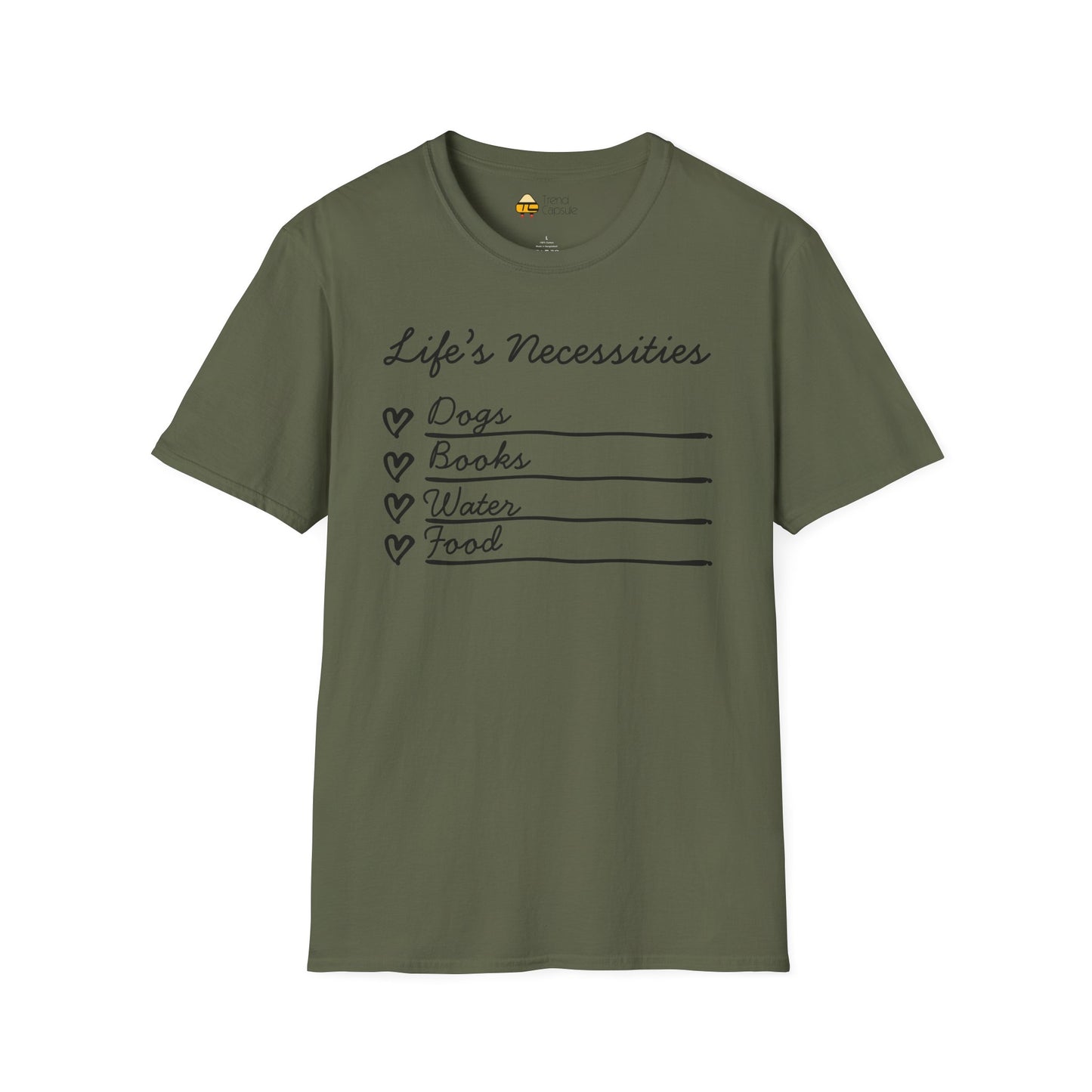 Life's Necessities Dogs & Books Softstyle T-Shirt
