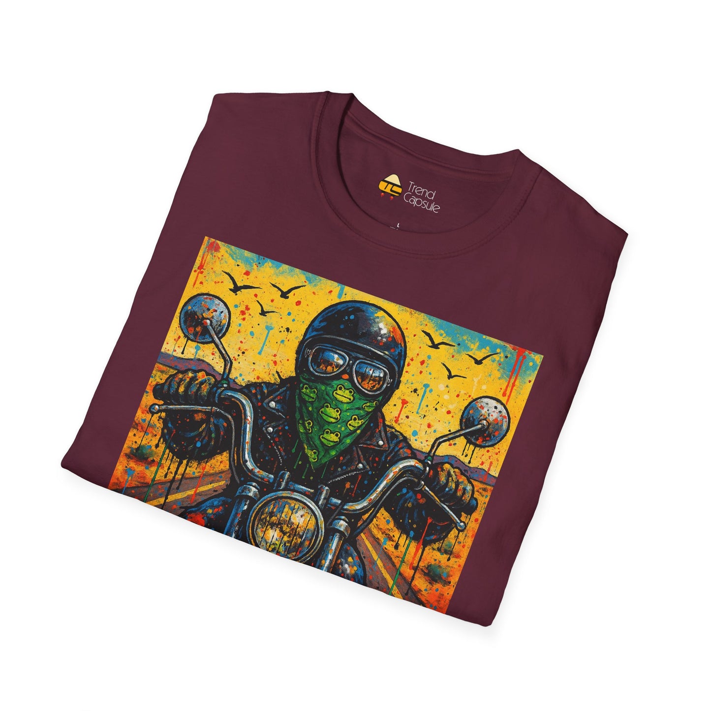Biker Desert Road Spray-paint Softstyle T-Shirt
