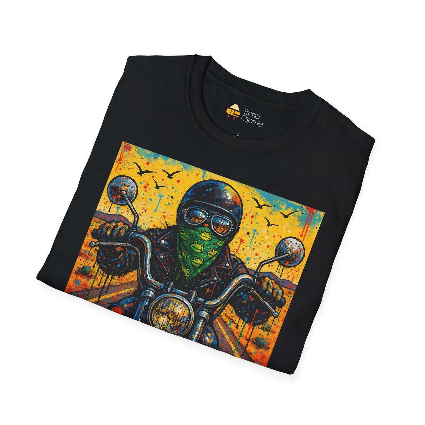 Biker Desert Road Spray-paint Softstyle T-Shirt