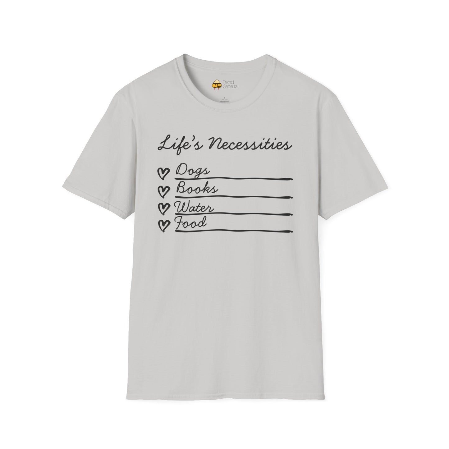 Life's Necessities Dogs & Books Softstyle T-Shirt