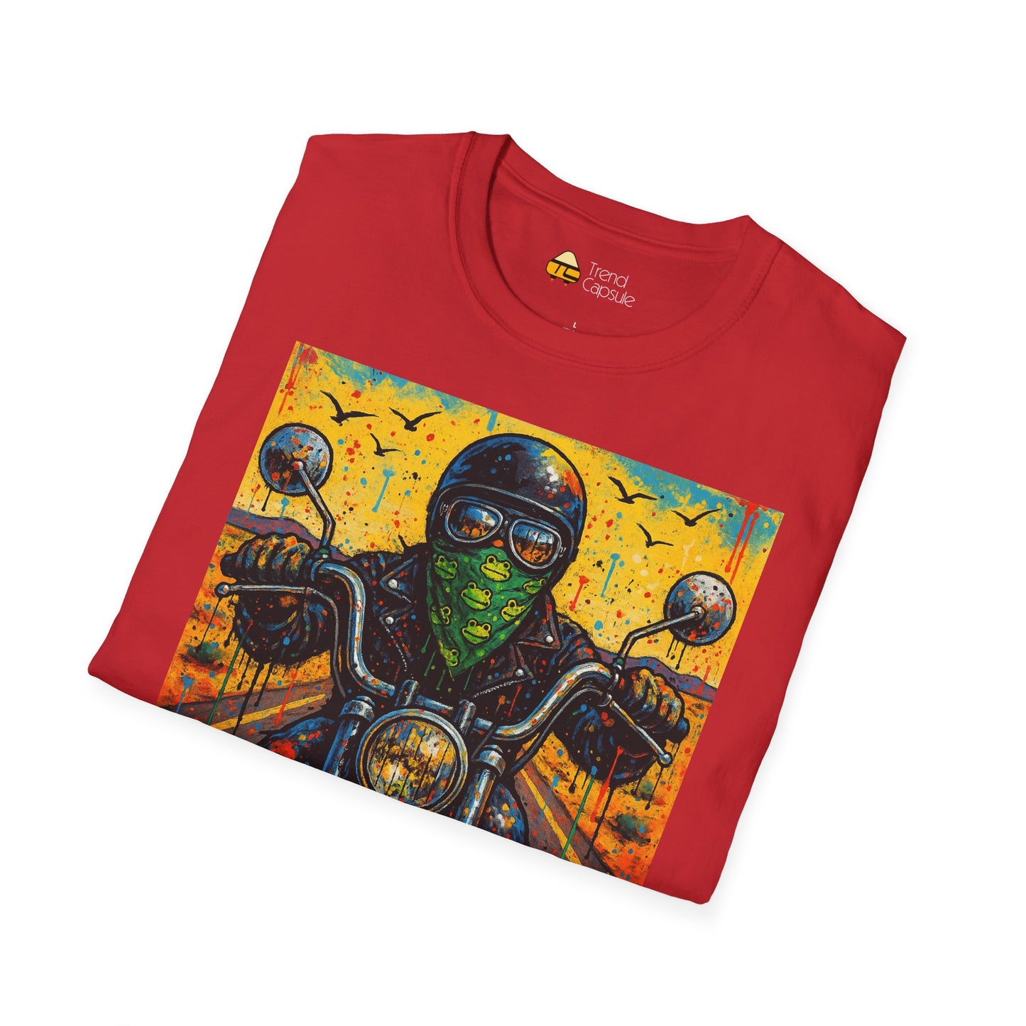 Biker Desert Road Spray-paint Softstyle T-Shirt