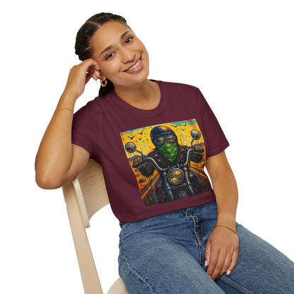 Biker Desert Road Spray-paint Softstyle T-Shirt