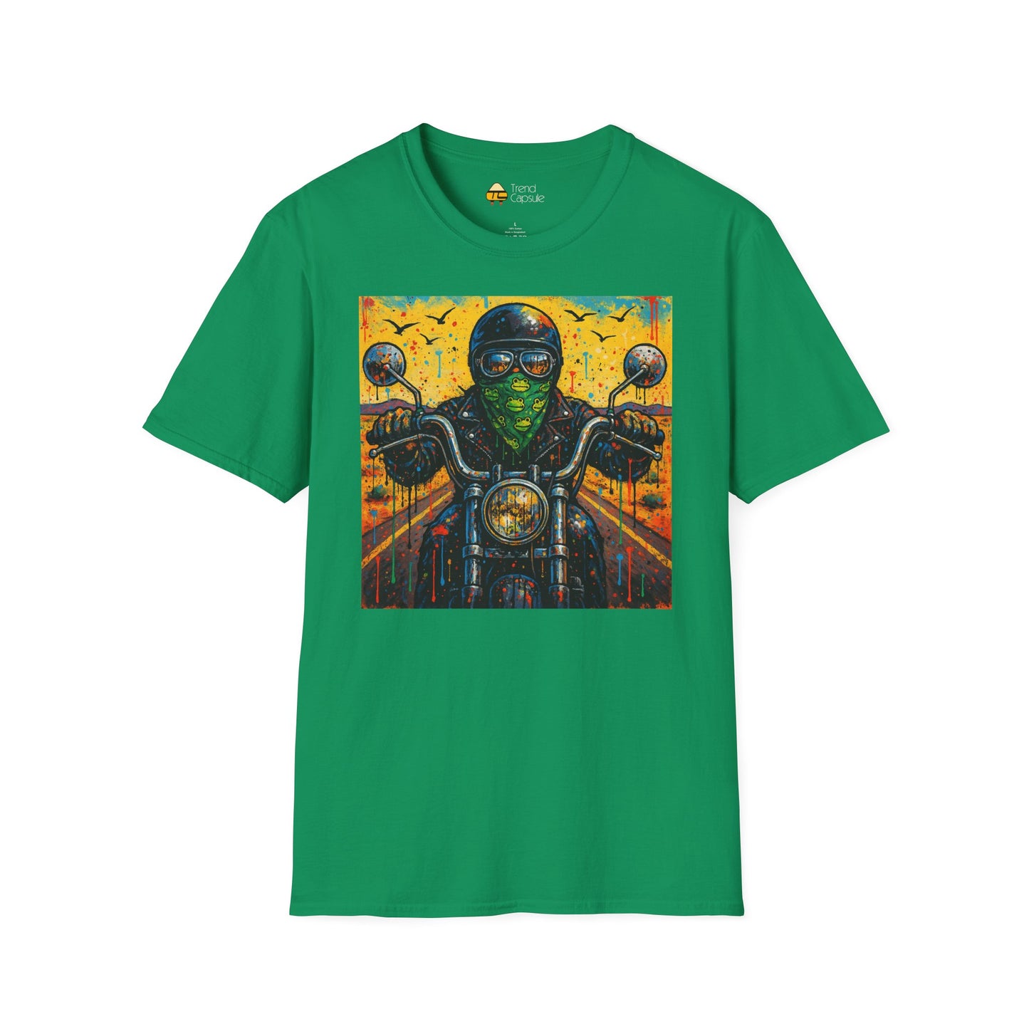 Biker Desert Road Spray-paint Softstyle T-Shirt