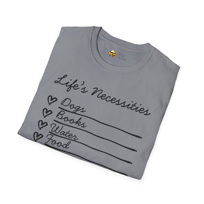 Life's Necessities Dogs & Books Softstyle T-Shirt