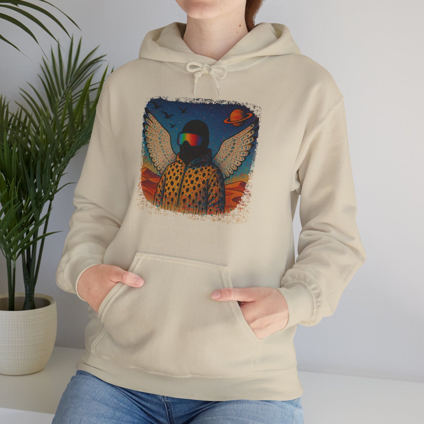 Desert Snowboarder Cosmic Spray-paint Distressed Heavy Hoodie