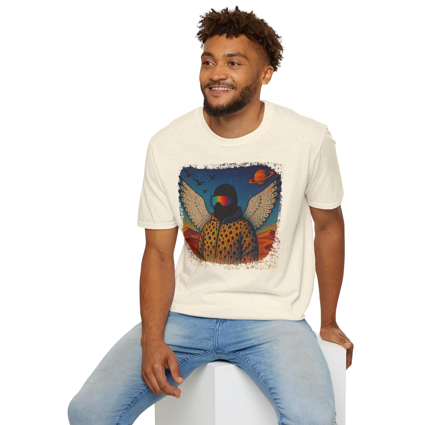 Desert Snowboarder Cosmic Spray-paint Softstyle T-Shirt