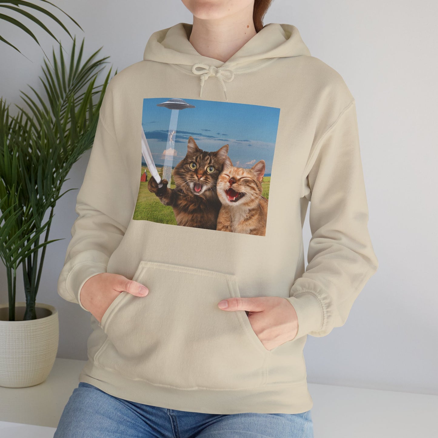 Cat UFO Selfie Heavy Hoodie