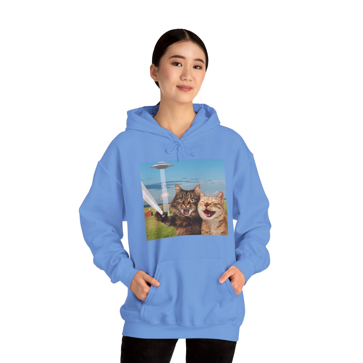 Cat UFO Selfie Heavy Hoodie