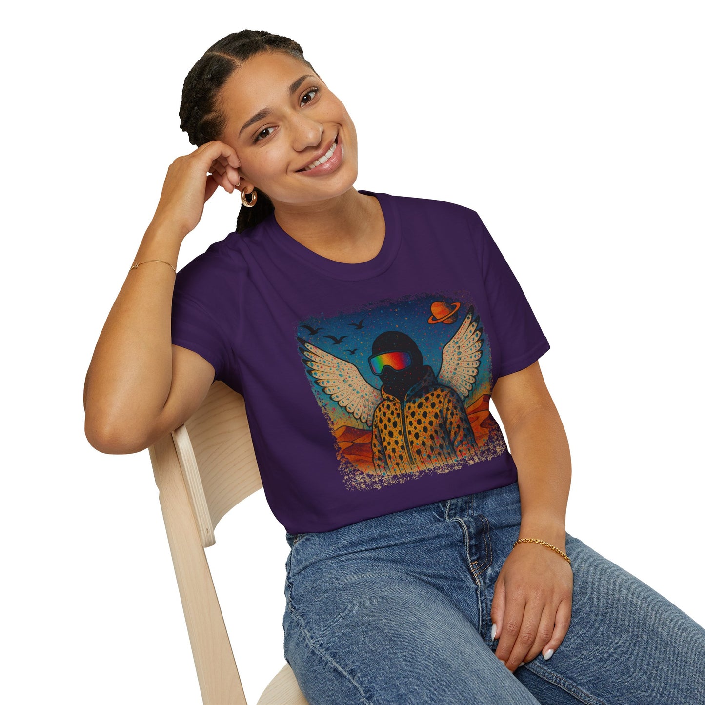 Desert Snowboarder Cosmic Spray-paint Softstyle T-Shirt