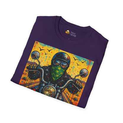 Biker Desert Road Spray-paint Softstyle T-Shirt