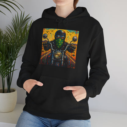 Biker Desert Road Spray-paint Heavy Hoodie
