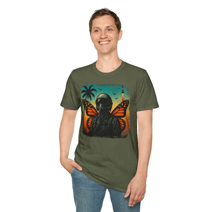 Vintage Jetfighter Summer Butterfly Softstyle T-Shirt