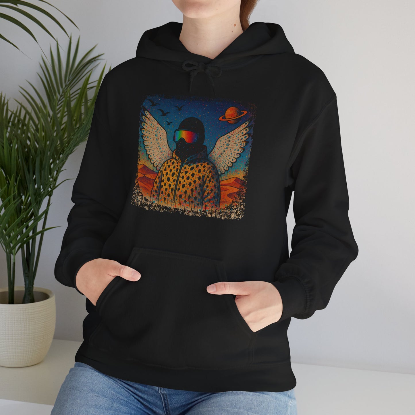Desert Snowboarder Cosmic Spray-paint Distressed Heavy Hoodie