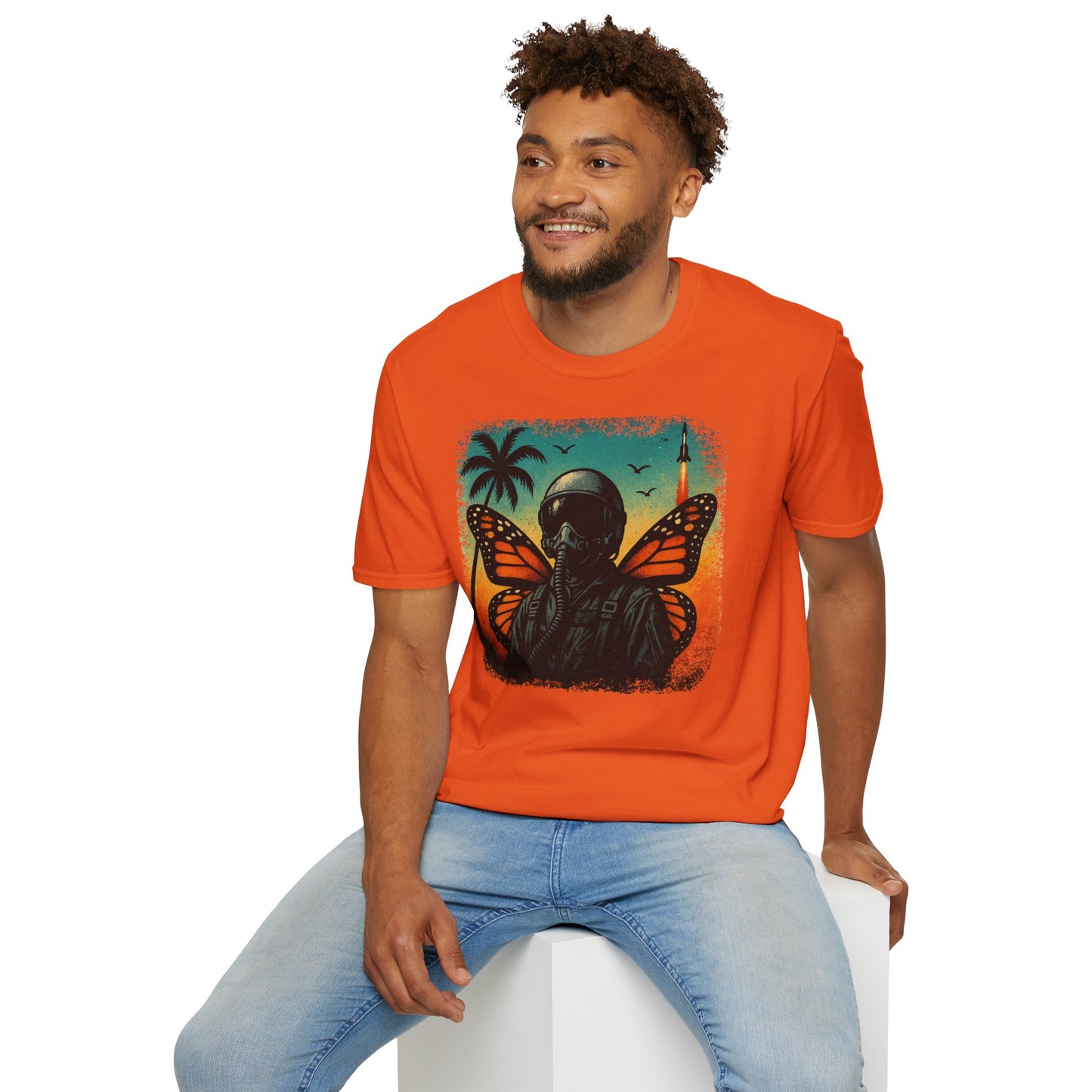 Vintage Jetfighter Summer Butterfly Softstyle T-Shirt