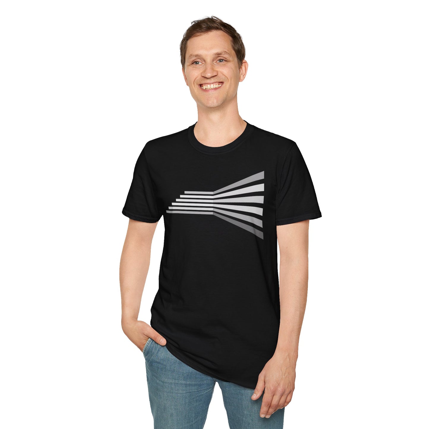 Abstract Monochrome Gradient Stripe T-Shirt