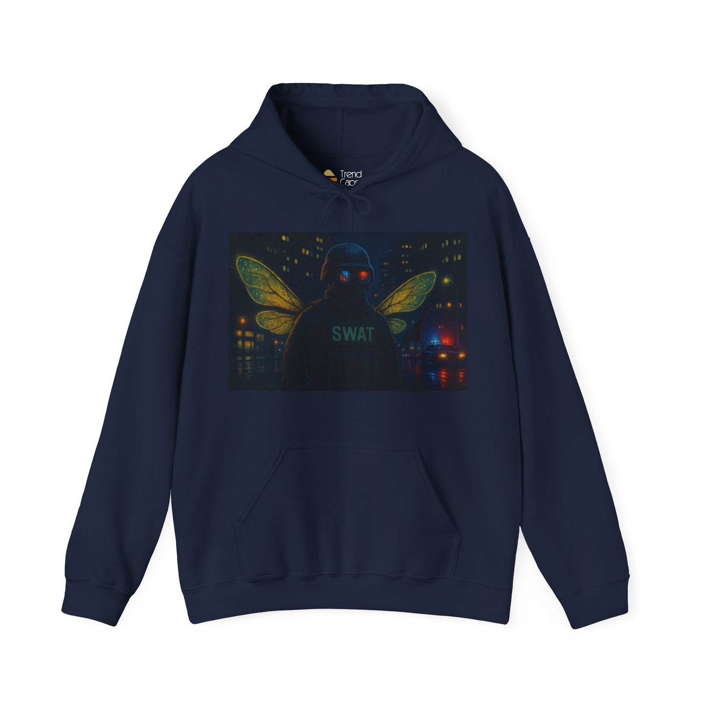 SWAT Team Looking for Escaped Giraffe in the City at Night Heavy Hoodie