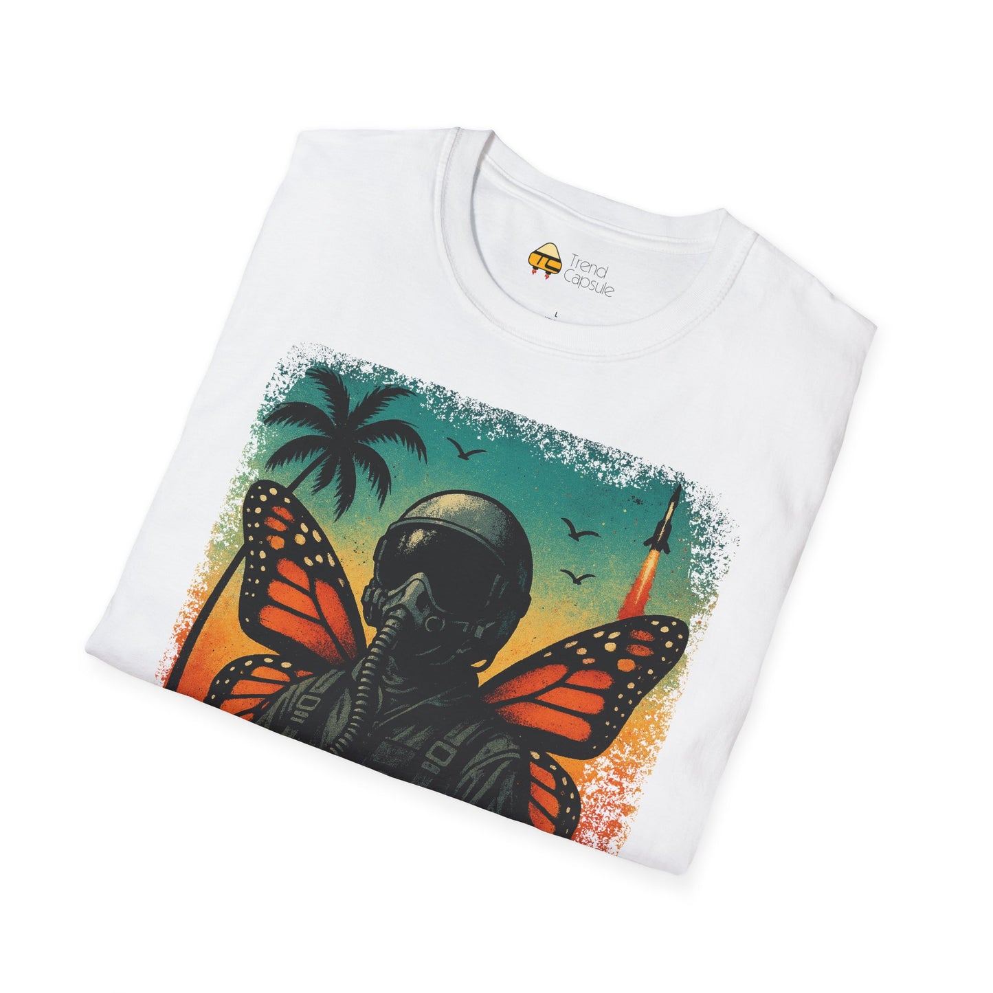Vintage Jetfighter Summer Butterfly Softstyle T-Shirt
