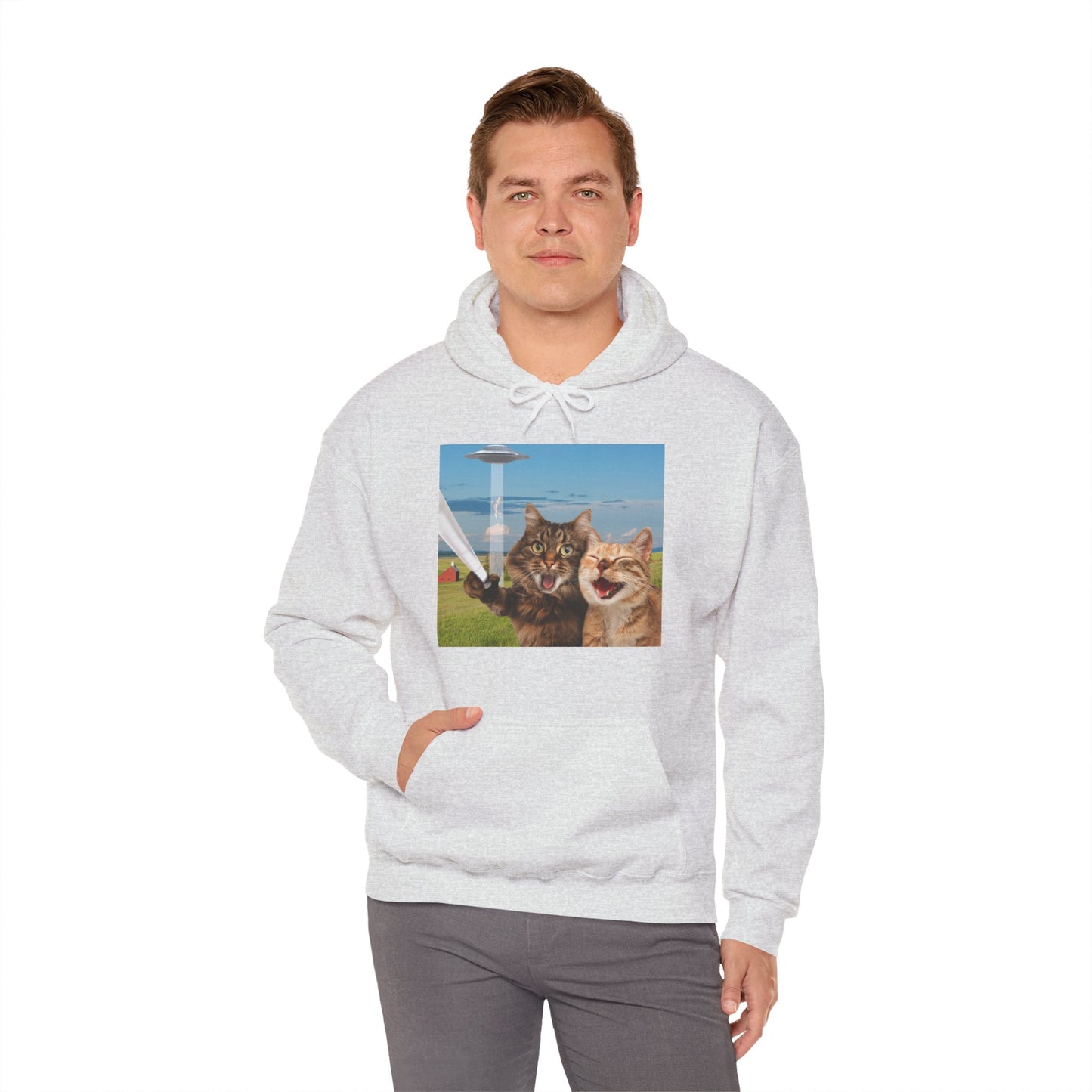 Cat UFO Selfie Heavy Hoodie