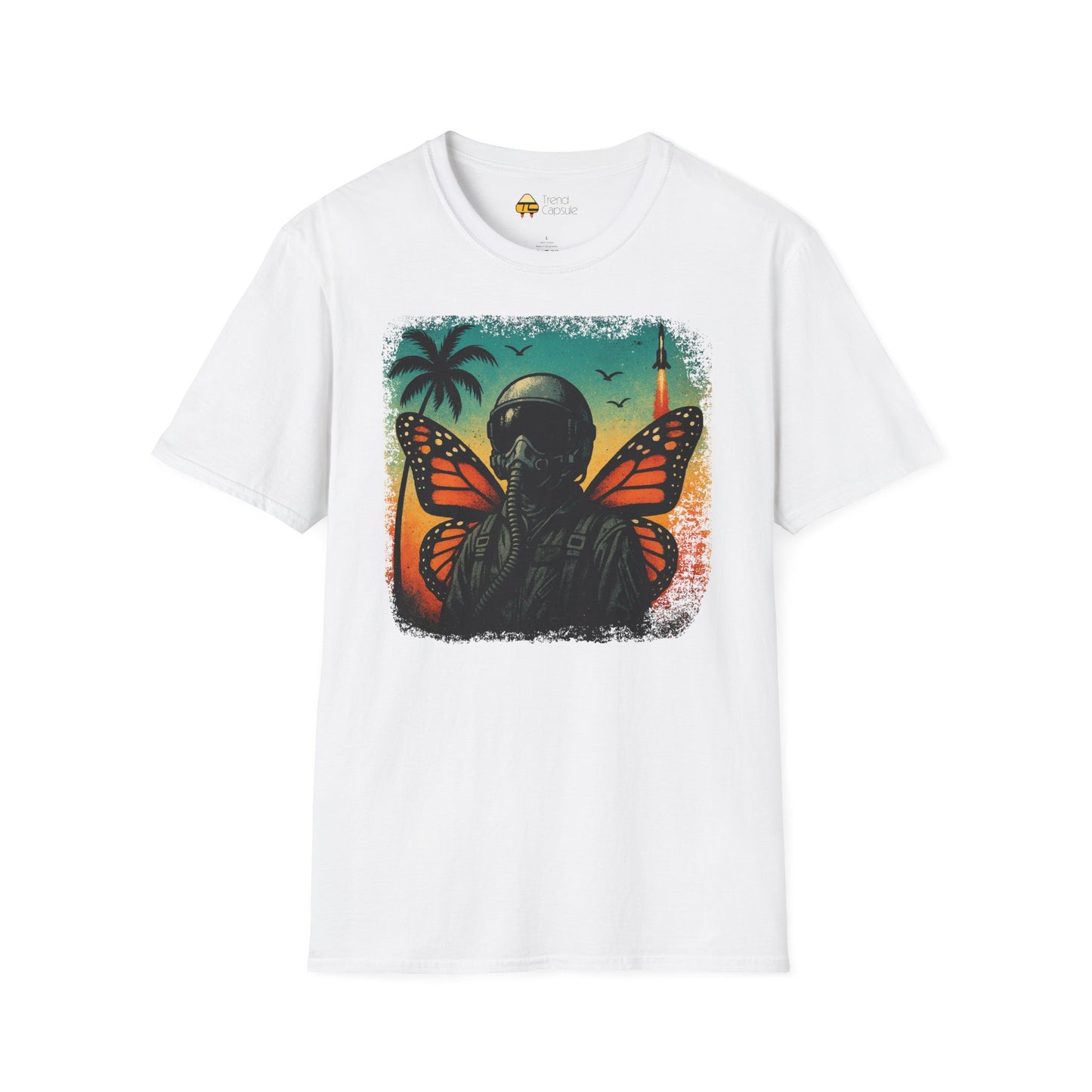 Vintage Jetfighter Summer Butterfly Softstyle T-Shirt