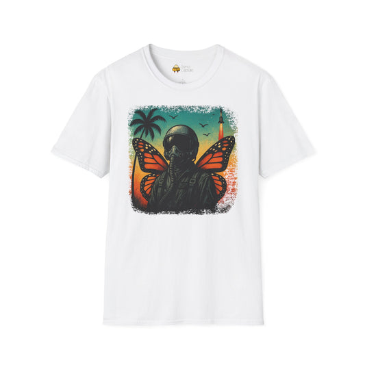 Vintage Jetfighter Summer Butterfly Softstyle T-Shirt