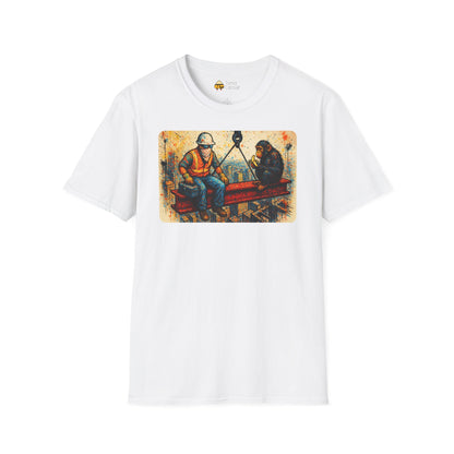 Construction Worker and Monkey Having Lunch Atop Skyscraper T-Shirt