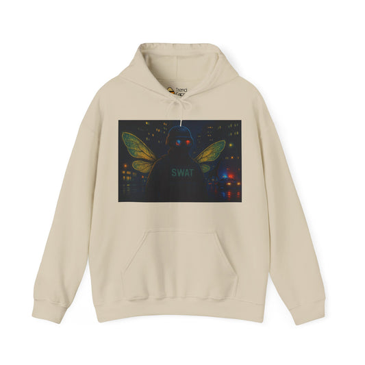 SWAT Team Looking for Escaped Giraffe in the City at Night Heavy Hoodie