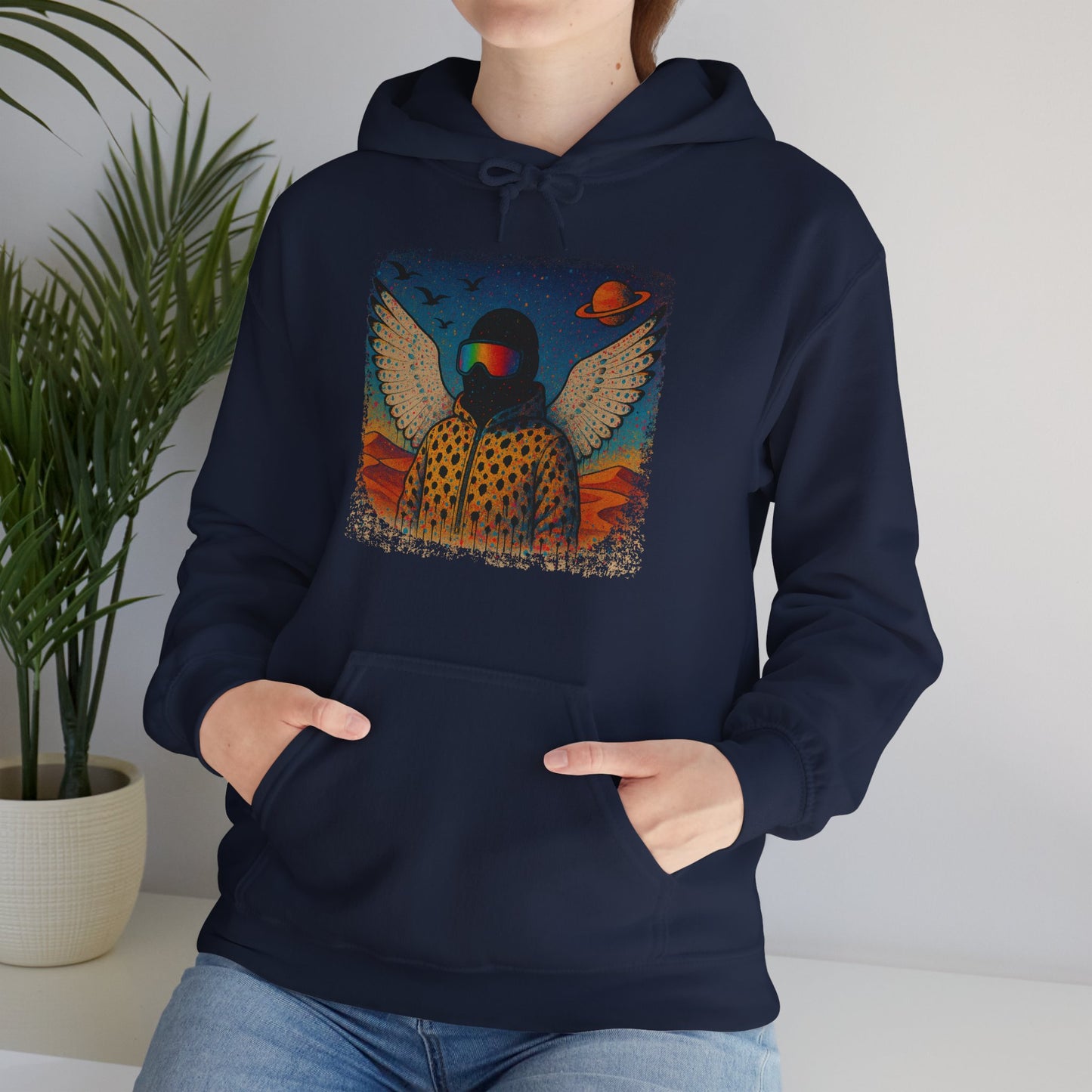 Desert Snowboarder Cosmic Spray-paint Distressed Heavy Hoodie