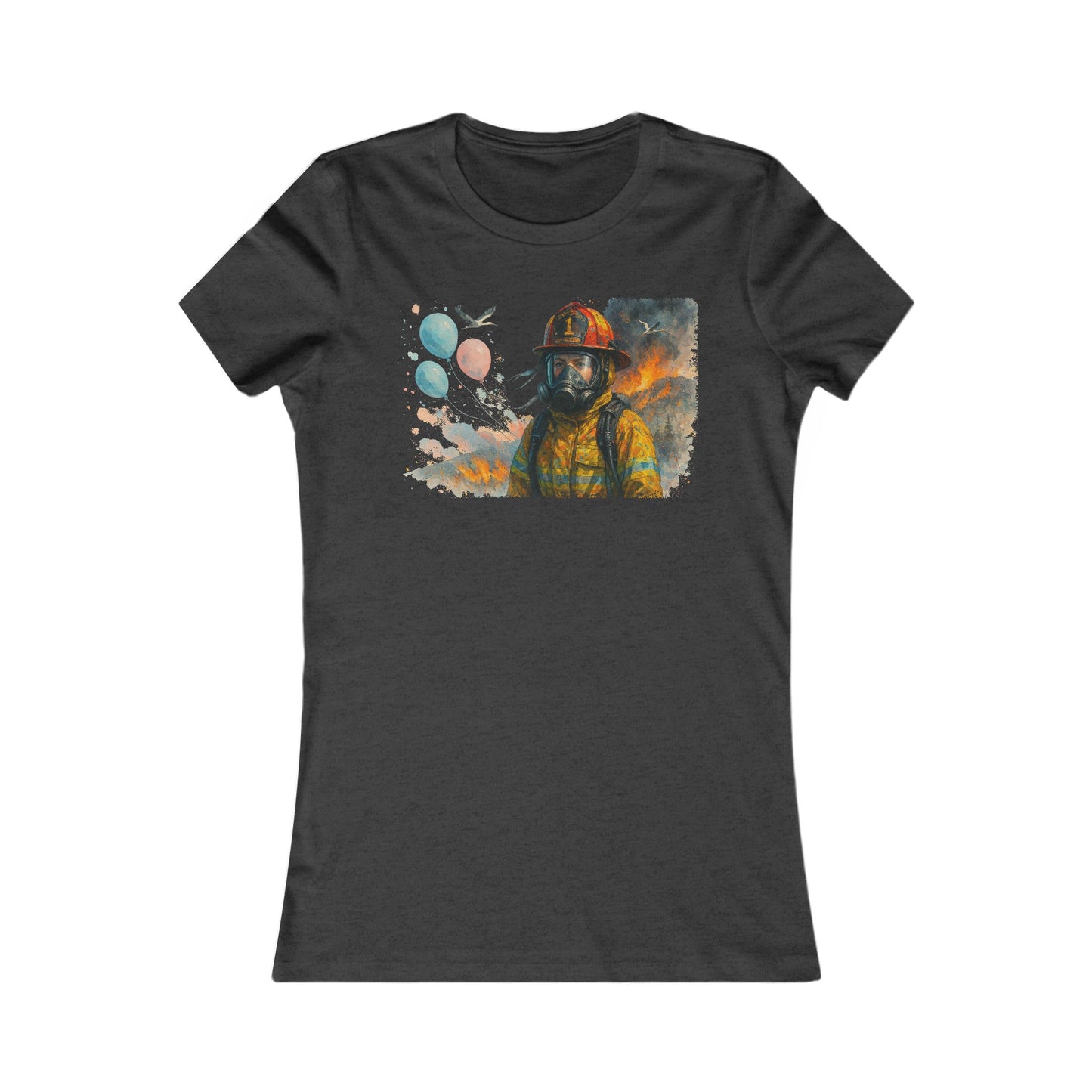 Women's Baby Gender Reveal Party Firefighter Tribute T-Shirt