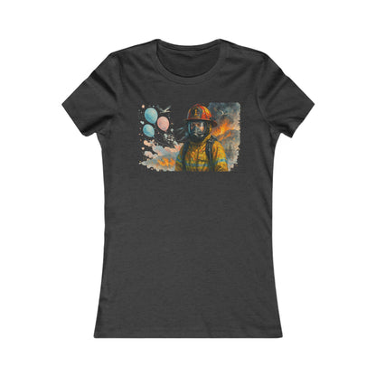 Women's Baby Gender Reveal Party Firefighter Tribute T-Shirt