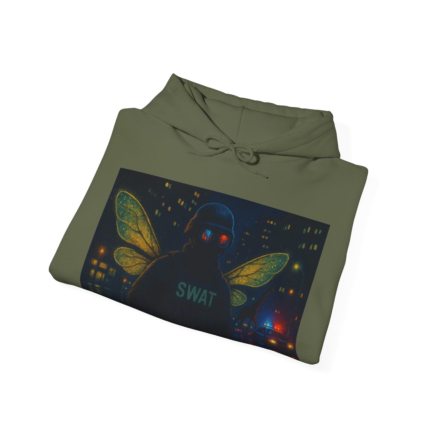 SWAT Team Looking for Escaped Giraffe in the City at Night Heavy Hoodie