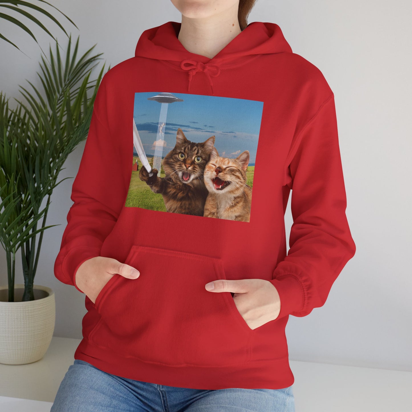 Cat UFO Selfie Heavy Hoodie