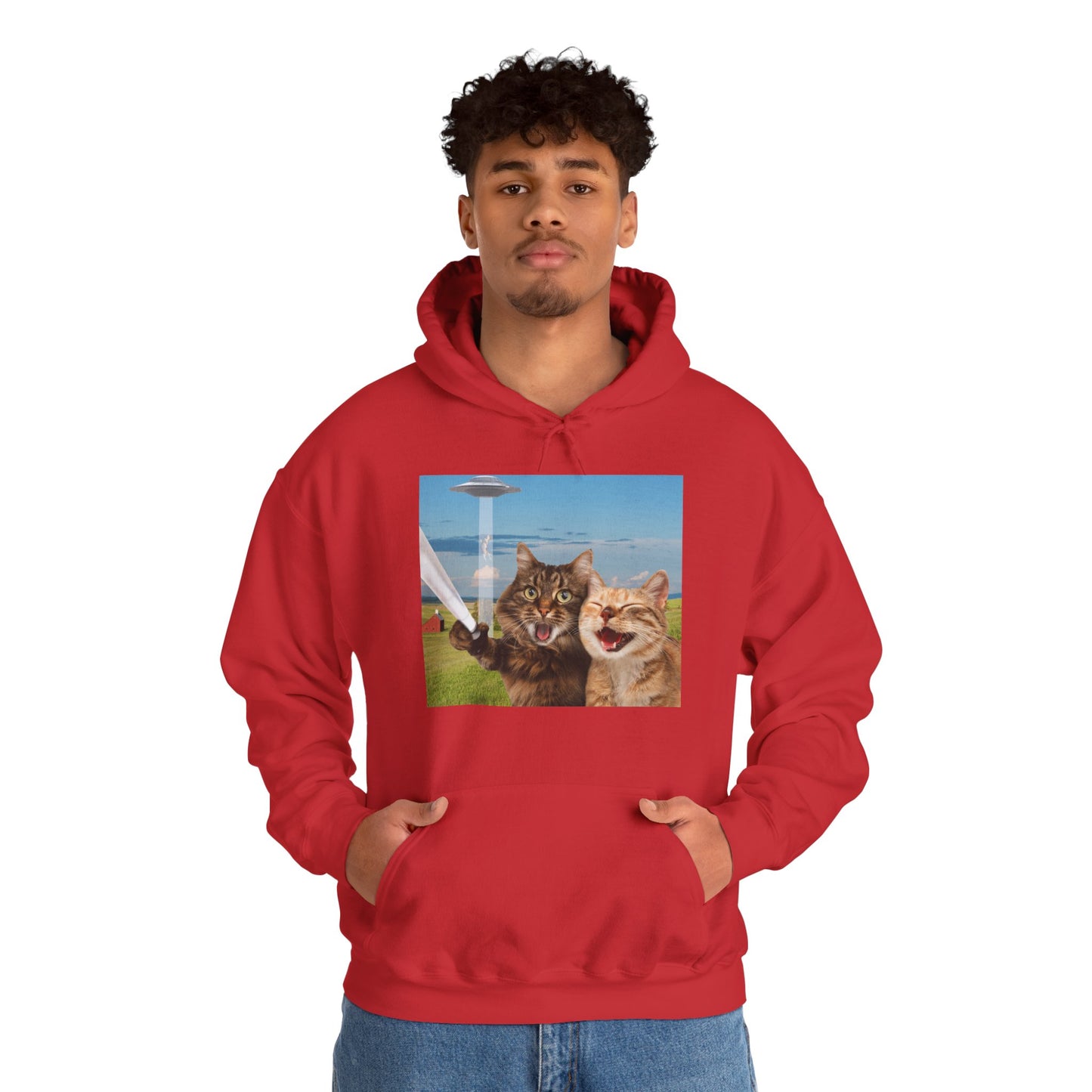 Cat UFO Selfie Heavy Hoodie