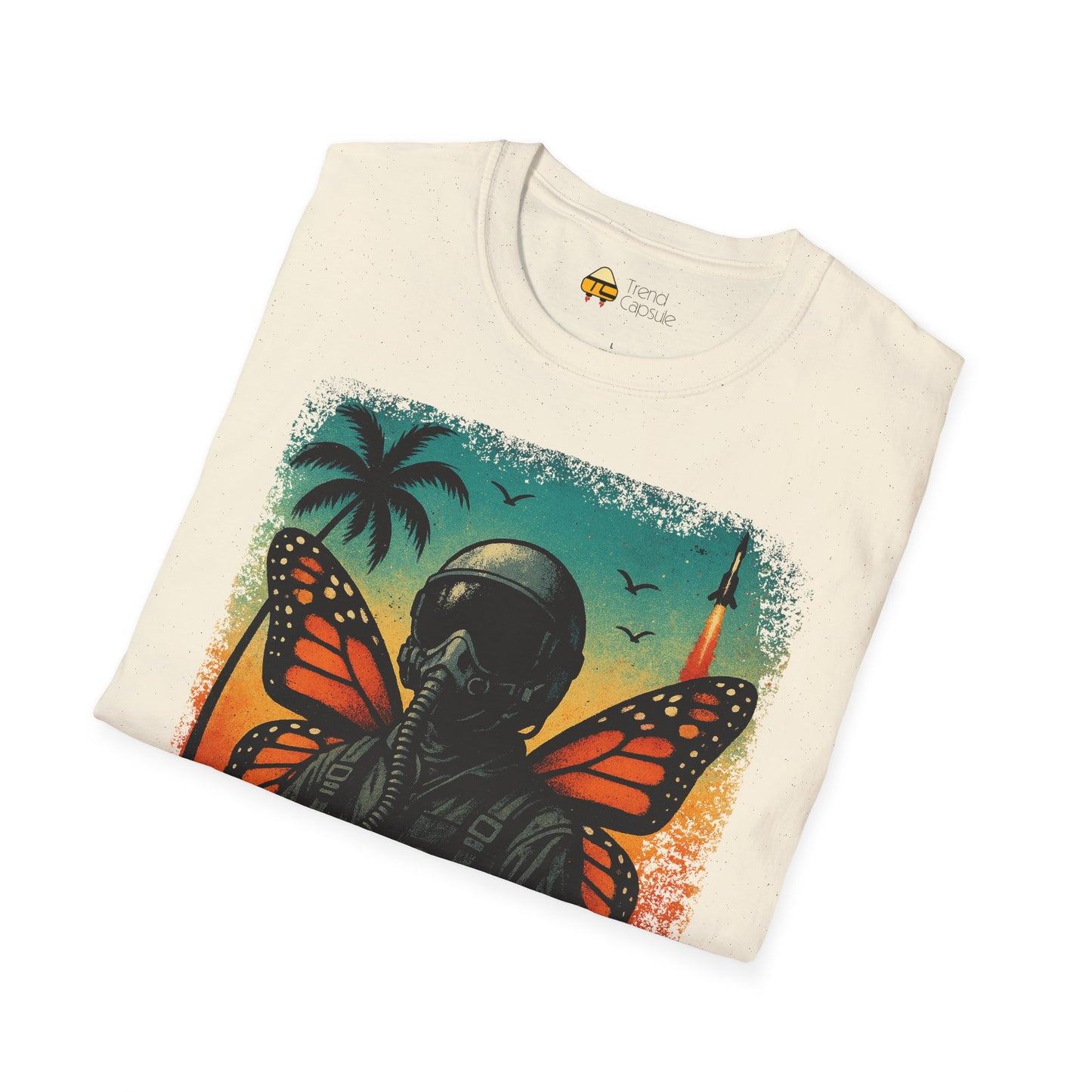 Vintage Jetfighter Summer Butterfly Softstyle T-Shirt